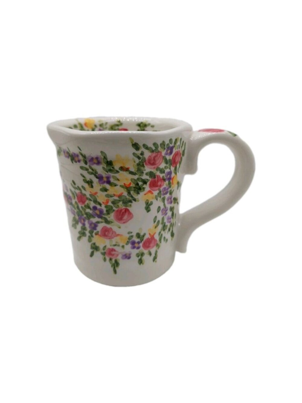 Spring Garden Mug Handpainted Collection Tabletop Coffee Cup 4" White Floral